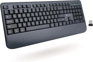 Ergonomic RF Wireless Keyboard with Wrist Rest - USB 104 Quiet Keys Comfortable - Picture 1 of 6