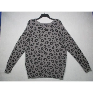 Torrid Gray Leopard Print Cozy Relaxed Trendy Crew Neck Light Sweater Size 1 - Picture 1 of 9