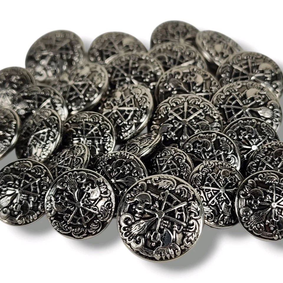 Vintage Coat of Arms Silver Buttons Shank Double Battle Axe Military Style Lot - Image 1 of 4