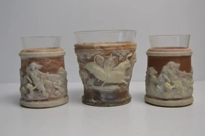 3 Tazze Vintage Incolay Pietra Cammeo Rinascimento Greco Rilievo Toro Mitologia Vetro - Foto 1 di 21
