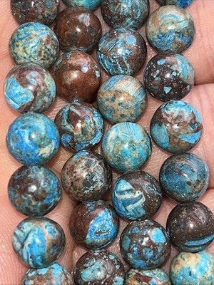 Clinquant Cloisonne Blau Perlen Mit Loch Rund 46 Stk 8 mm Edelstein Kristall DIY - Bild 1 von 4