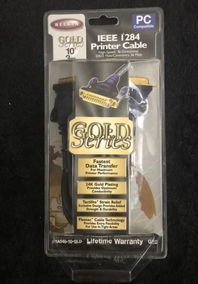 Belkin Gold Series 10' IEEE 1284 Printer Cable 24K Gold Plating Brand NEW Sealed - Image 1 of 4