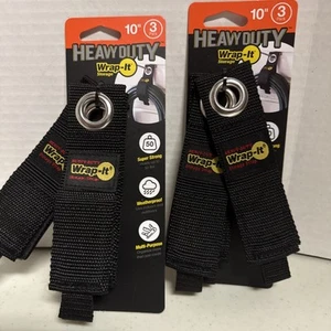 6 Wrap-It Heavy-Duty Storage Strap, 10in Model# 103-20BX Black(qty 2 3 Packs) - Picture 1 of 2