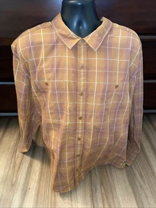 REI Coop Button Up Hemd Herren 3XL orange braun kariert kariert 100% Nylon Wandern - Bild 1 von 8