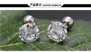 18K White Gold Filled 0.1x0.1inch 4-Claws Round Zircon Ball Post Stud Earrings - Picture 1 of 2