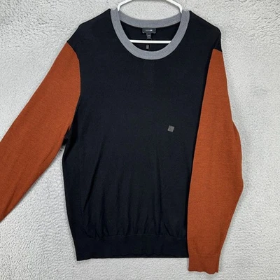 Express Men Crewneck Sweater Large Black Brown Crewneck Merino Wool Pullover NEW - Image 1 of 4