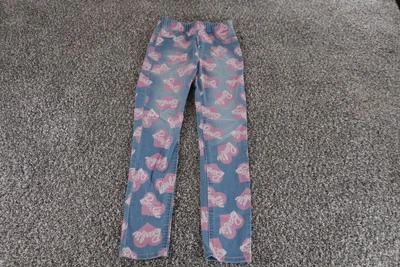 H&M Barbie Jeggings Pantalones Niñas 8 9 Años Azul Rosa Estampado Corazón Elastizado Calce Ajustado Foto 1 de 4