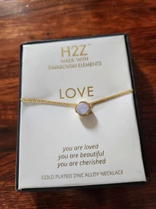 Love Kristall Halskette Rose Wasser Opal Hypoallergen Goldfarben Schmuck - Bild 1 von 5