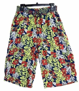 Signature Studio Women's size XL Wide Leg Capri Summer Pant Bold Floral Print - Picture 1 of 14