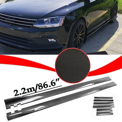 86.6“ Carbon Fiber Side+Skirt Rocker Panel Splitter Lip  For Kia Rio 2001-2022 Foto 1 de 4