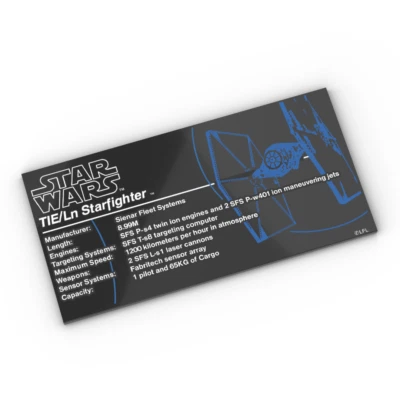 Upgrade-Kit (bedruckte Plakette) für LEGO® Star Wars 75095 UCS TIE Fighter™ - Bild 1 von 4