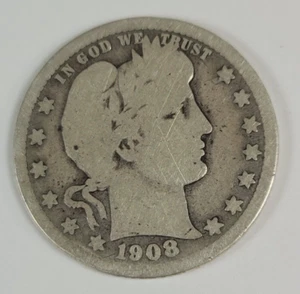 1908 D Barber Quarter **90% SILBER* * FAIR OR BETTER* **GRATIS VERSAND** - Bild 1 von 3