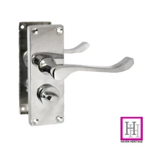 Bathroom Door Handles Chrome Privacy Version Victorian Scroll 1 x Pair - Picture 1 of 16