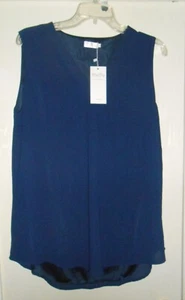 HALIFE Women’s V-Neck Sleeveless Blouse, Large, Navy Blue - Picture 1 of 4