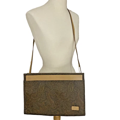 ALDO RIPANI Bolso Bandolera Italiano Cuero Cartera Convertible Marrón Cachemira Lujo Foto 1 de 4