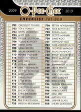 2009-10 O-Pee-Chee #701 Checklist