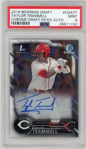 2016 1st Bowman Draft Chrome Taylor Trammell Auto RC PSA 9 MINT - Picture 1 of 1
