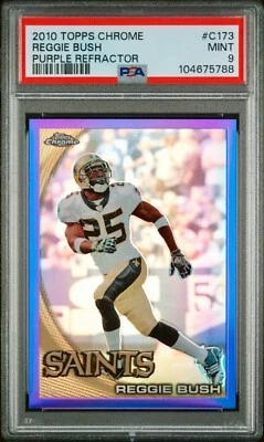 Reggie Bush PSA 9 2010 Topps Chrome Purple Refractor /555 - #C173 USC NFL POP 1 - Image 1 of 3