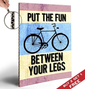PUT THE FUN BETWEEN YOUR LEGS A4 Poster Fun Fahrrad Bike Kunst Retro Vintage Zitat - Bild 1 von 3