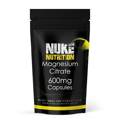 NUKE NUTRITION Magnesium Citrate 600mg Capsules High Strength Fatigue & PMS Vegan x 120