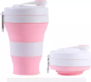 600 Ml Collapsible Travel Cup with Lid & Straw, 20.3 Oz Foldable Coffee Mug, Lea - Picture 1 of 12