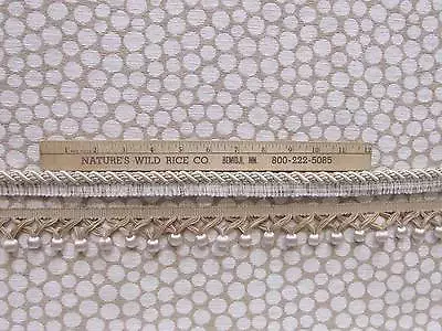 Polka Dot Fabric Cream Beige Taupe w/ Cord & Beaded Fringe Trim Craft Lot 4 - Image 1 of 3