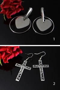 Pendientes de acero inoxidable 316L Pendientes Cruz Corazón Jesús Gótico - Imagen 1 de 3