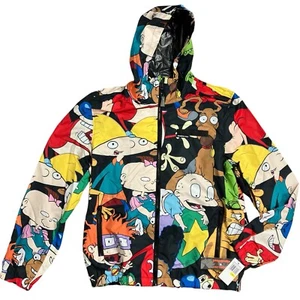 Chaqueta cortavientos Nickelodeon para hombre M dibujos animados Ren Stimpy Rugrats años 90 TV Arnold - Imagen 1 de 11
