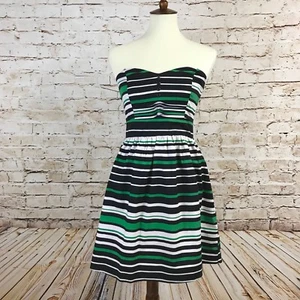 BeBop Green, White, and Black Striped Sweetheart Strapless Dress Size MEDIUM - Picture 1 of 12
