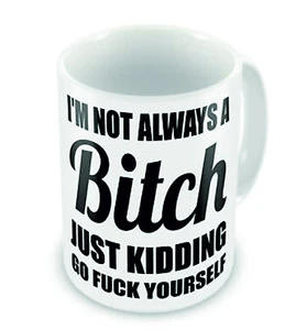 Taza I'm Not Always A Bitch grosera brillante y posavasos divertida novedad regalo de cumpleaños - Imagen 1 de 16