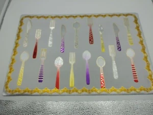2pc Set Non-Slip Dining Table Placemat Multicolor Utensils PVC Decorative - Picture 1 of 3