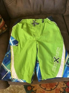 ZeroXposure Swim Trunk Boys Size L (14/16) Lime Green Navy Pre Owned - Picture 1 of 4