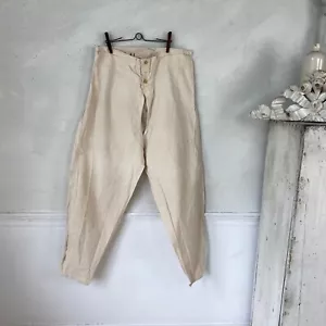 Pantalone vintage francese tela cotone militare bianco anni 40 Francia 34 pollici vita - Foto 1 di 12