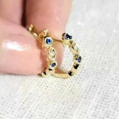 2.20Ct Lab Created Diamond Huggie Hoop Earrings 14K Yellow Gold Over - Image 1 of 4