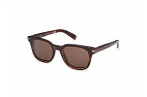 Ermenegildo Zegna EZ0238 54E Red Havana Frame Brown Lens Men 50 mm Sunglasses  - Picture 1 of 7