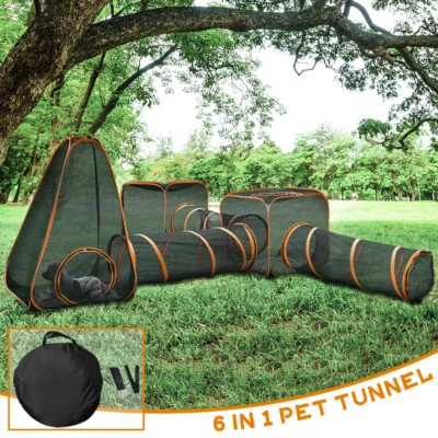 6 in1 Outdoor Portable Pet Cat Playpen Folding Play Tent Tunnel House Enclosures - image 1 of 4