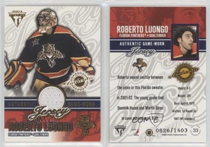 2002 Pacific Private Stock Titanium Authentic Game-Worn Jerseys Roberto Luongo
