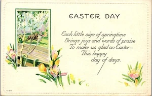 Vintage Oster Postkarte ~ jedes kleine Zeichen Frühlingstulpen geprägt unbenutzt - Bild 1 von 3