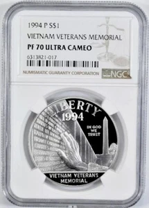 1994 VIETNAM MEMORIAL Silver $1 NGC PF70💥FLAWLESS QUALITY💥 - Picture 1 of 4