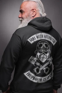 Mens Sons With Arthritis Funny MC Style Biker Hoodie Anarchy Dad Grandad Jax - Picture 1 of 4