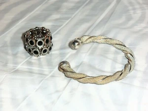 2 pcs Ring and White Silver Tone Bracelet – Previously Own#05 - Picture 1 of 3