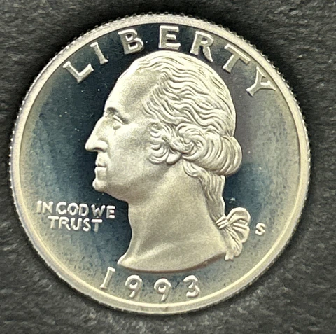 1993 S Proof Silver Washington Quarter From Proof Set With Free Shipping Cover