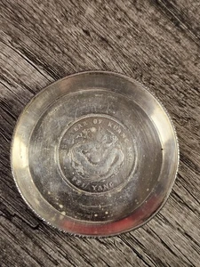 Bandeja de ceniza china de plata .935 cuenco sótano con dólar dragón Pei Yang año 33 - Imagen 1 de 13