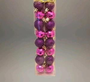  Christmas House 16 Purple Mini Shatter Proof Hanging Ornaments 1.25x1 Inch New  - Picture 1 of 3