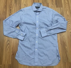 Camisa Polo Ralph Lauren Para Hombres 15.5 34/35 Azul Calce Ajustado Fácil Cuidado Vestido Geométrico - Imagen 1 de 12