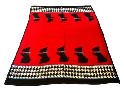 Manta Reygers roja/negra patrón de pata de gallo Scottish Terriers Foto 1 de 4