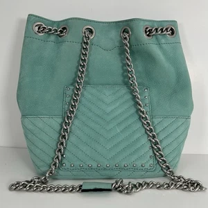 Rebecca Minkoff Leather Backpack Convertible Mini Teal Aquamarine Chain Straps - Bild 1 von 21