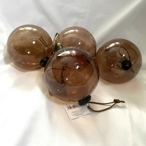 Place & Time Clear Amber Glass Christmas Ornaments Etched Snow Flake Lot of 4 - Picture 1 of 5