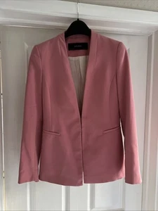Zara Basic Pink Long Sleeved Edge To Edge Collarless Jacket Size S Bust 34” - Picture 1 of 9