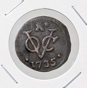 Moneta rara 1735 Olanda Olanda VOC 1 Duit New York Penny Zeeland DATA_V86 - Foto 1 di 6